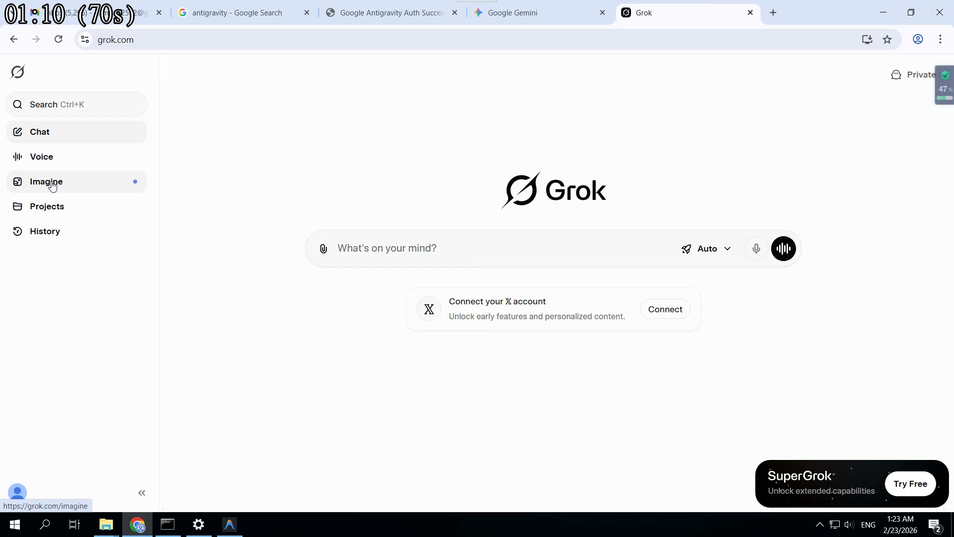 เข้า Grok — เลือก Image หรือ Video
